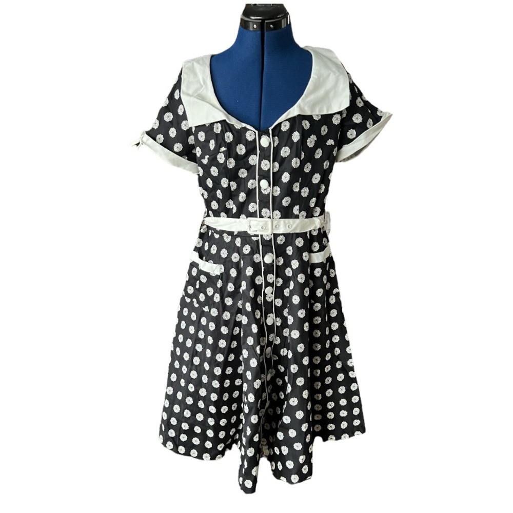 Voodoo Vixen Dahlia Dot Flare Dress Vintage 50s size XL